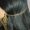 Indian Traditional Ear Chains for Women - Indian Jewellery for Earring Support Long Gold Tone Earring Chain Ear to Hair Chain Jewelry Faux Pearl Hair Accessory Bridal Jewelry for Wedding